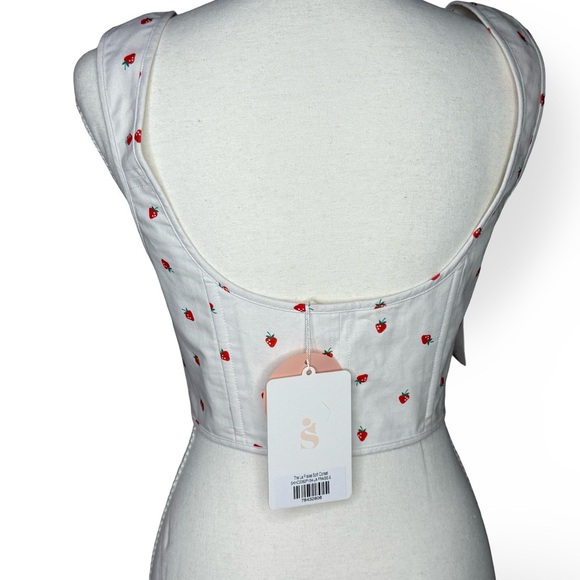 Selkie The La Fraise Soft Corset Strawberry Print Lace Up NWT Size S - Picture 5 of 8
